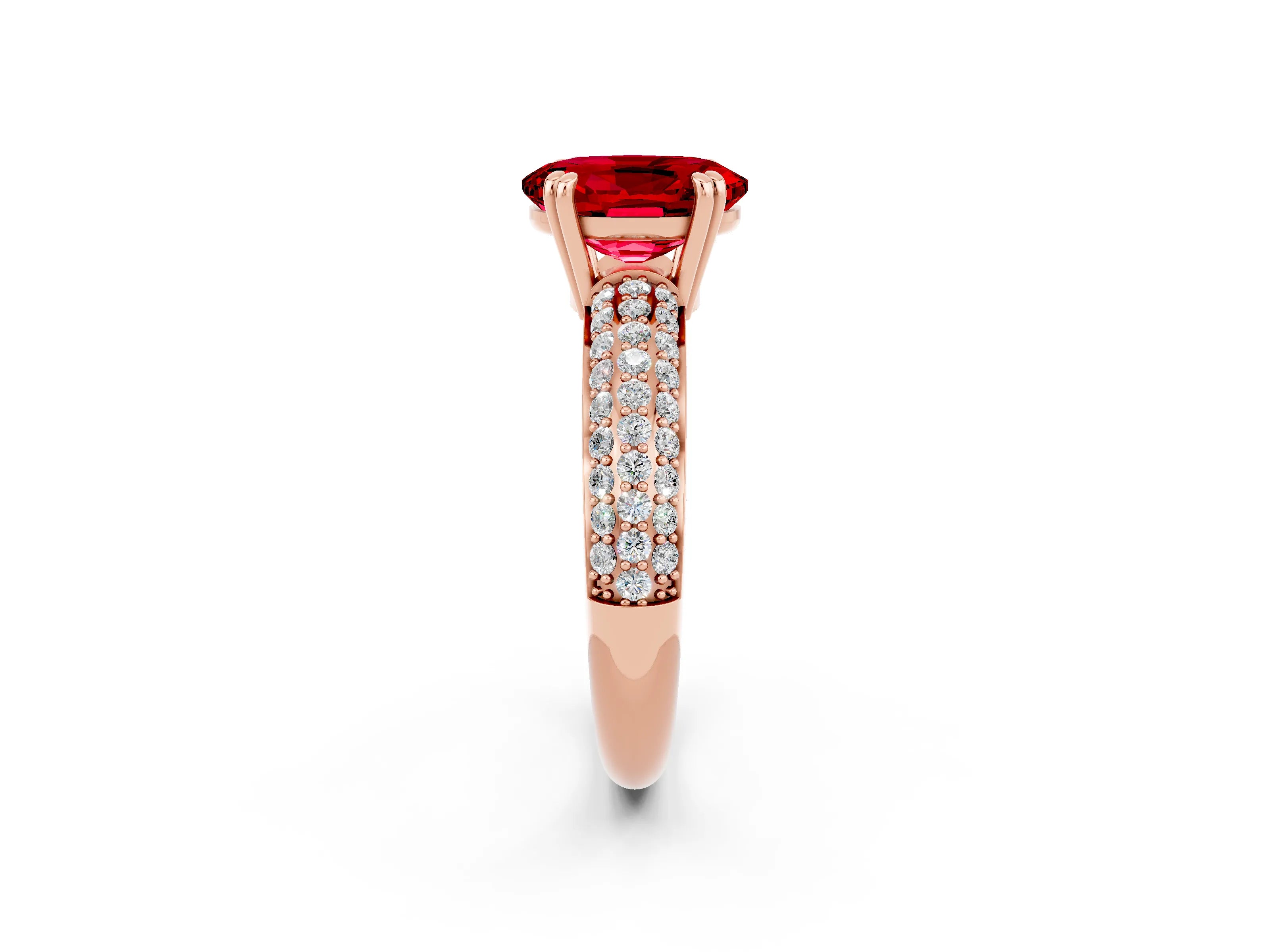 Rose gold Oval Cut Cut Diamond Milgrain Marquise Band with Prong Setting_2