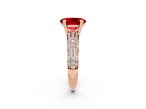 Rose gold Oval Cut Cut Diamond Milgrain Marquise Band with Prong Setting