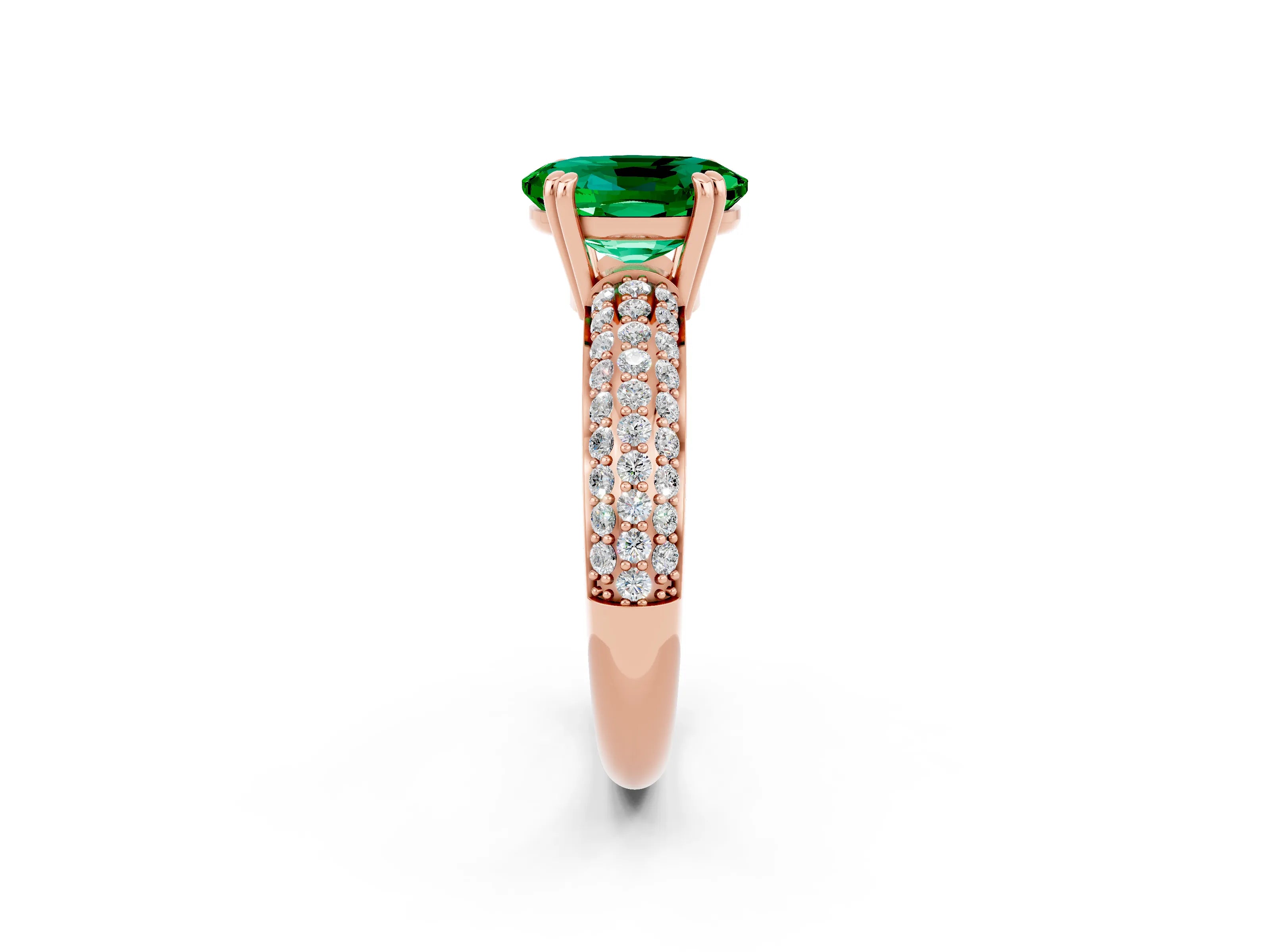 Rose gold Oval Cut Cut Diamond Milgrain Marquise Band with Prong Setting_2