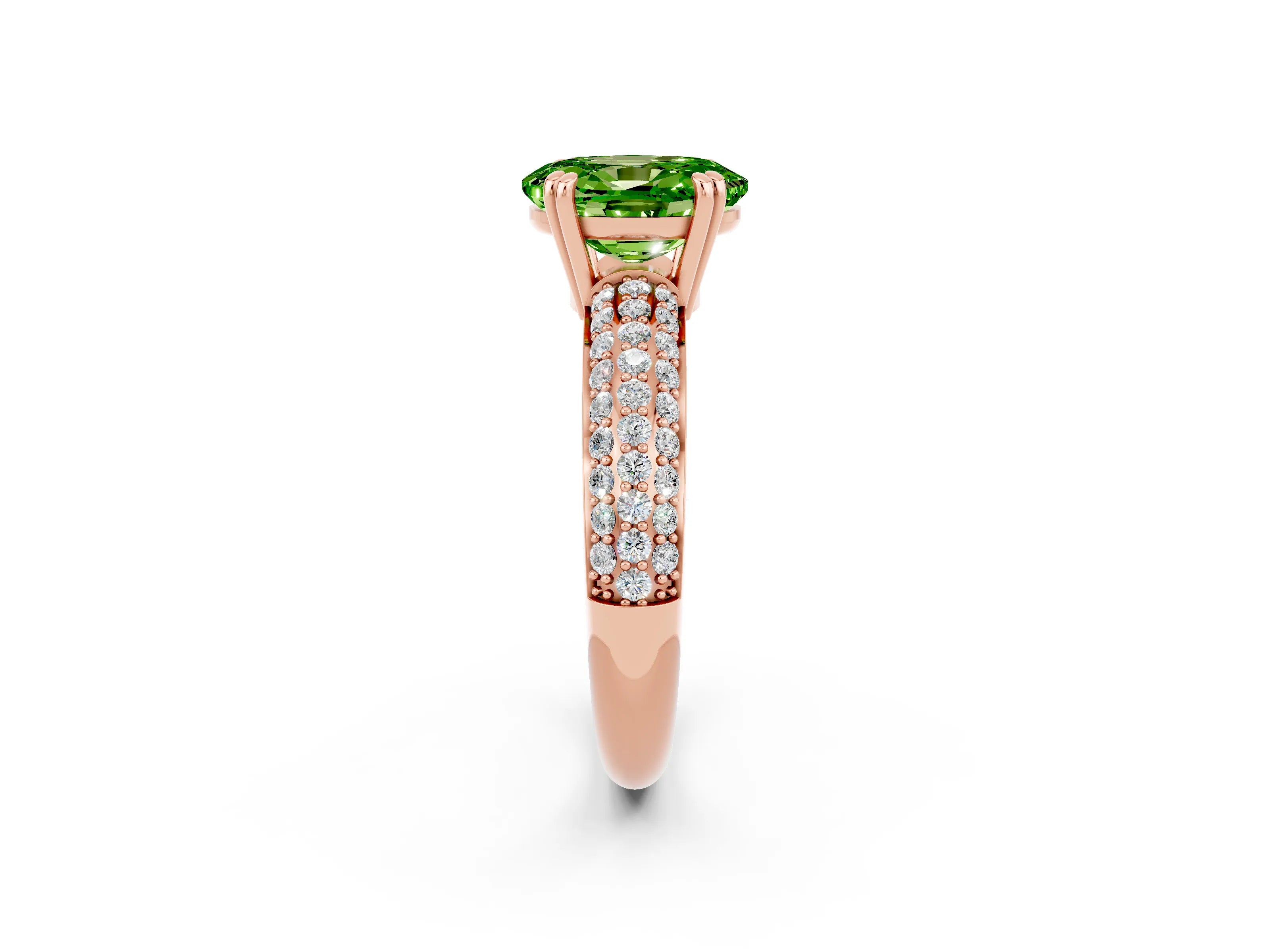 Rose gold Oval Cut Cut Diamond Milgrain Marquise Band with Prong Setting_2