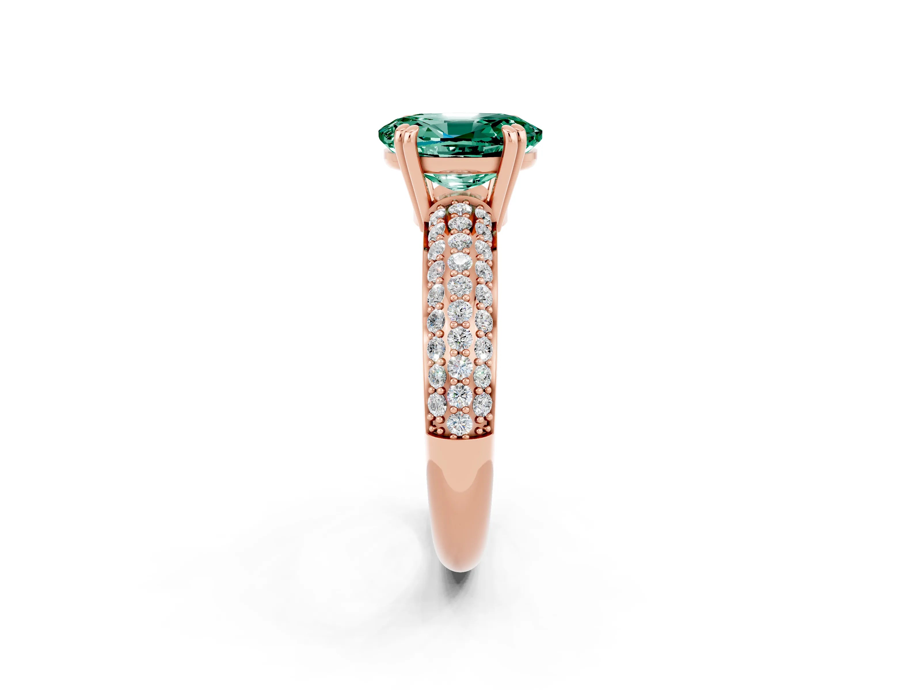 Rose gold Oval Cut Cut Diamond Milgrain Marquise Band with Prong Setting_2