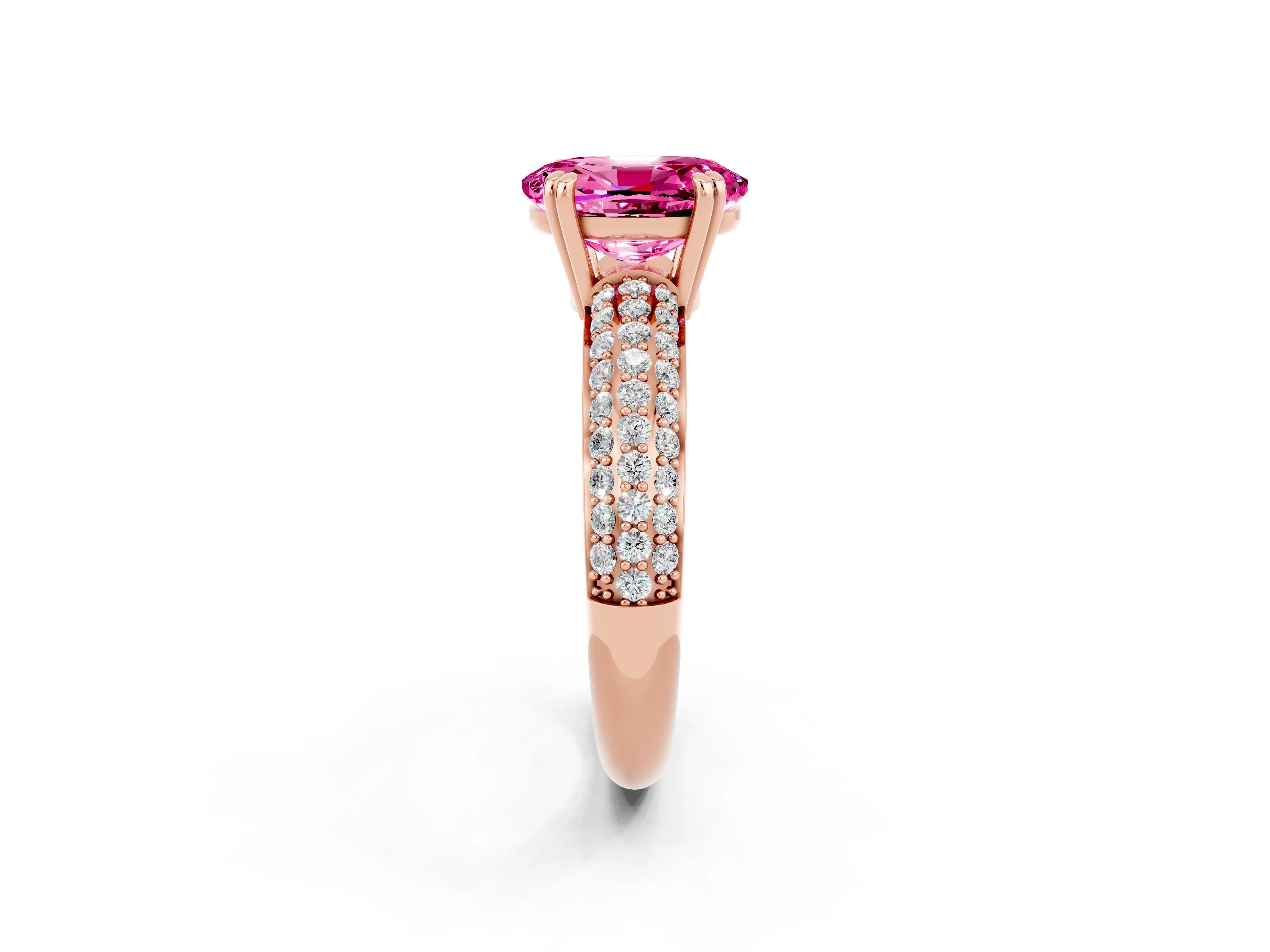 Rose gold Oval Cut Cut Diamond Milgrain Marquise Band with Prong Setting_2