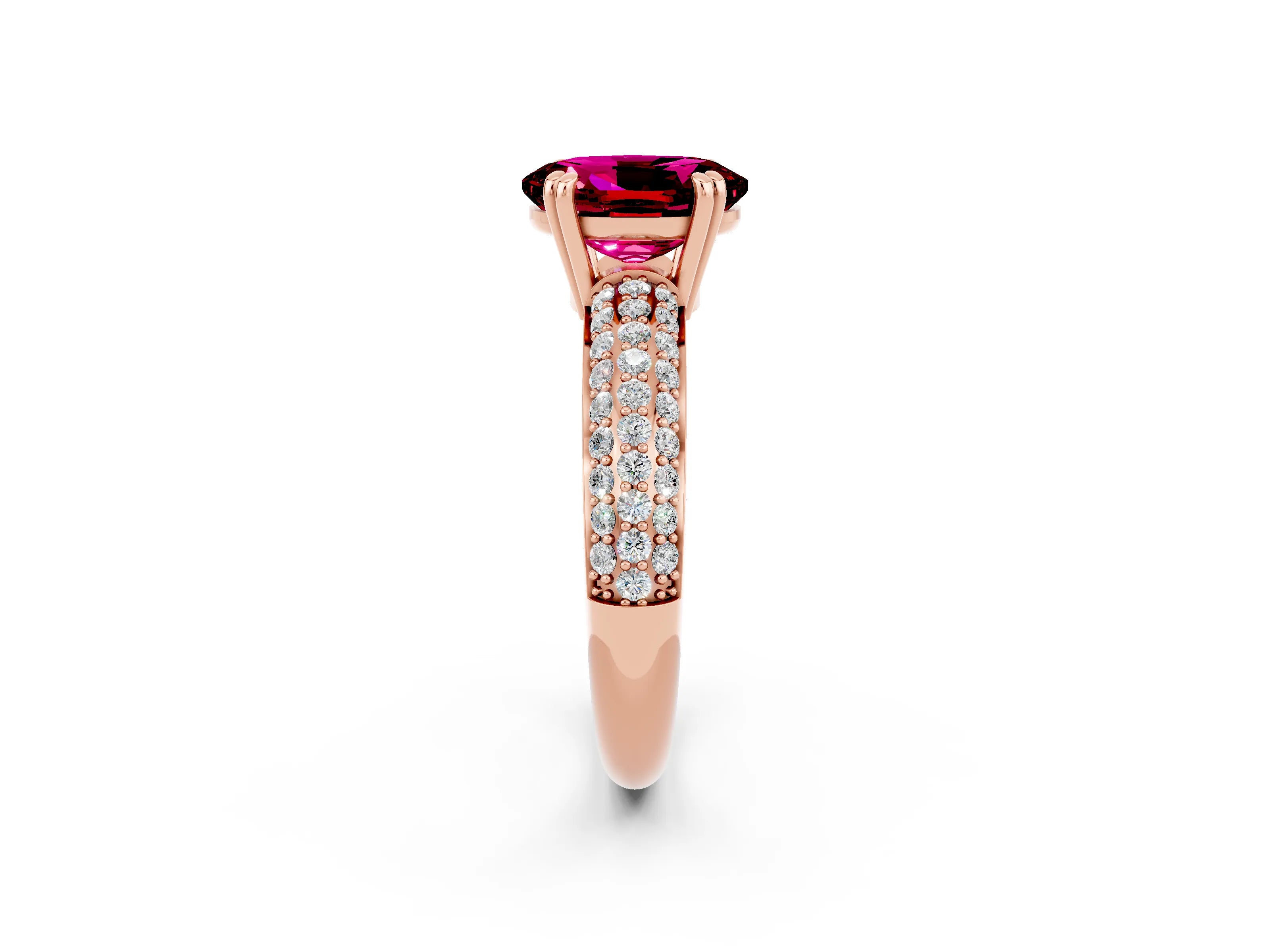 Rose gold Oval Cut Cut Diamond Milgrain Marquise Band with Prong Setting_2