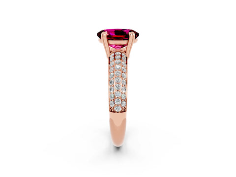 Rose gold Oval Cut Cut Diamond Milgrain Marquise Band with Prong Setting_2