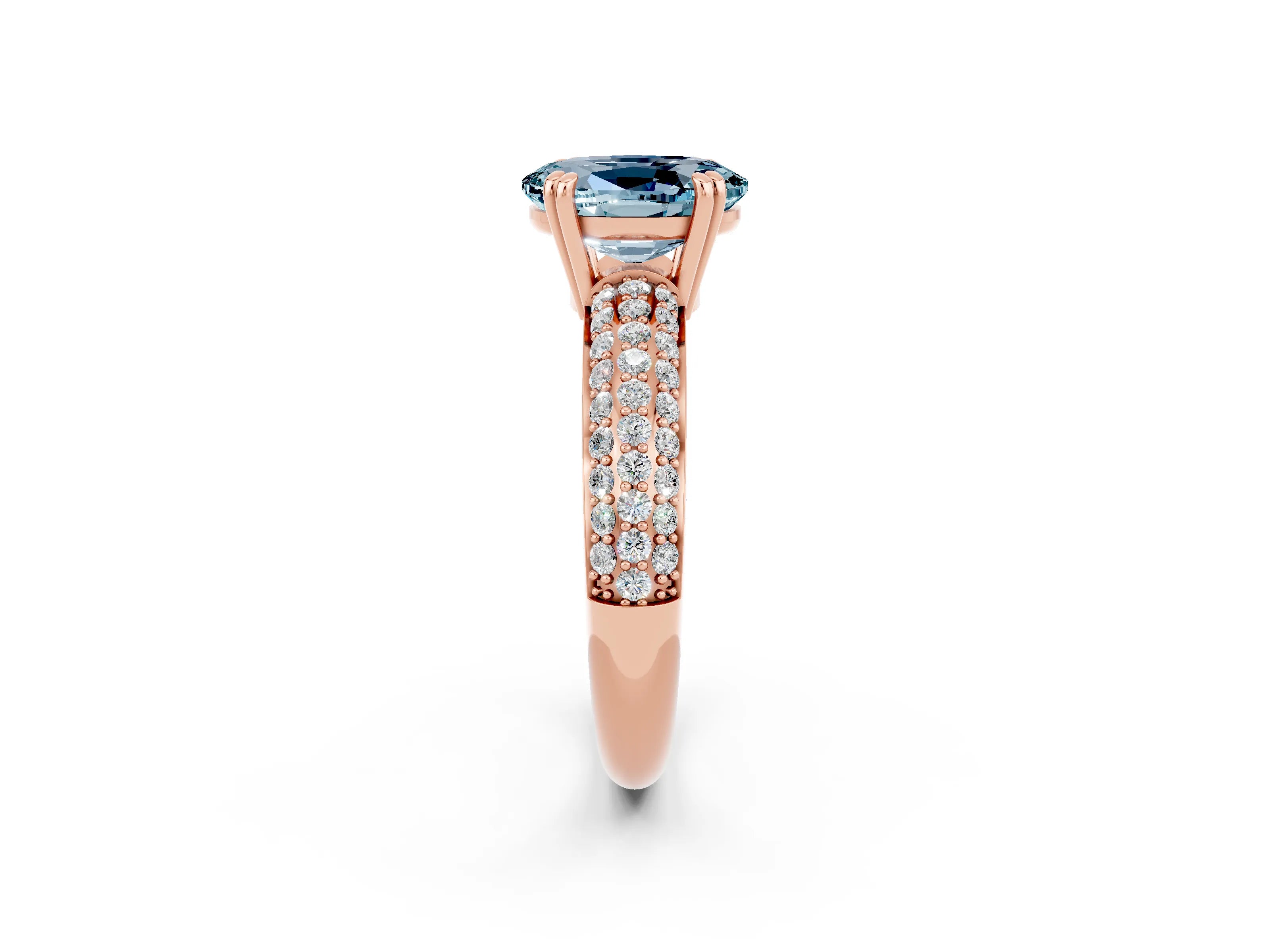 Rose gold Oval Cut Cut Diamond Milgrain Marquise Band with Prong Setting_2