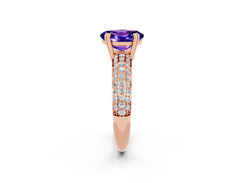 Rose gold Oval Cut Cut Diamond Milgrain Marquise Band with Prong Setting_2