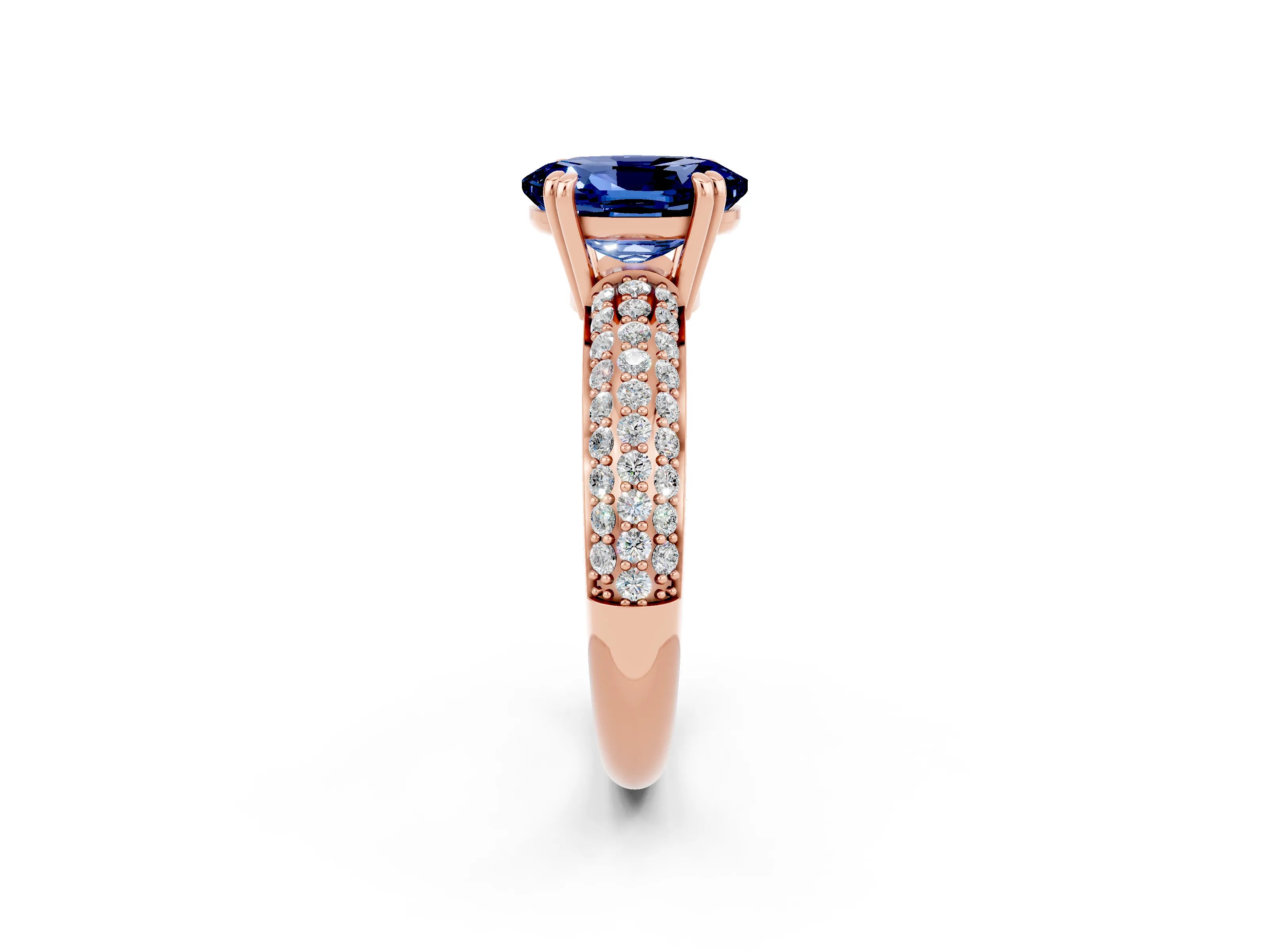Rose gold Oval Cut Cut Diamond Milgrain Marquise Band with Prong Setting_2