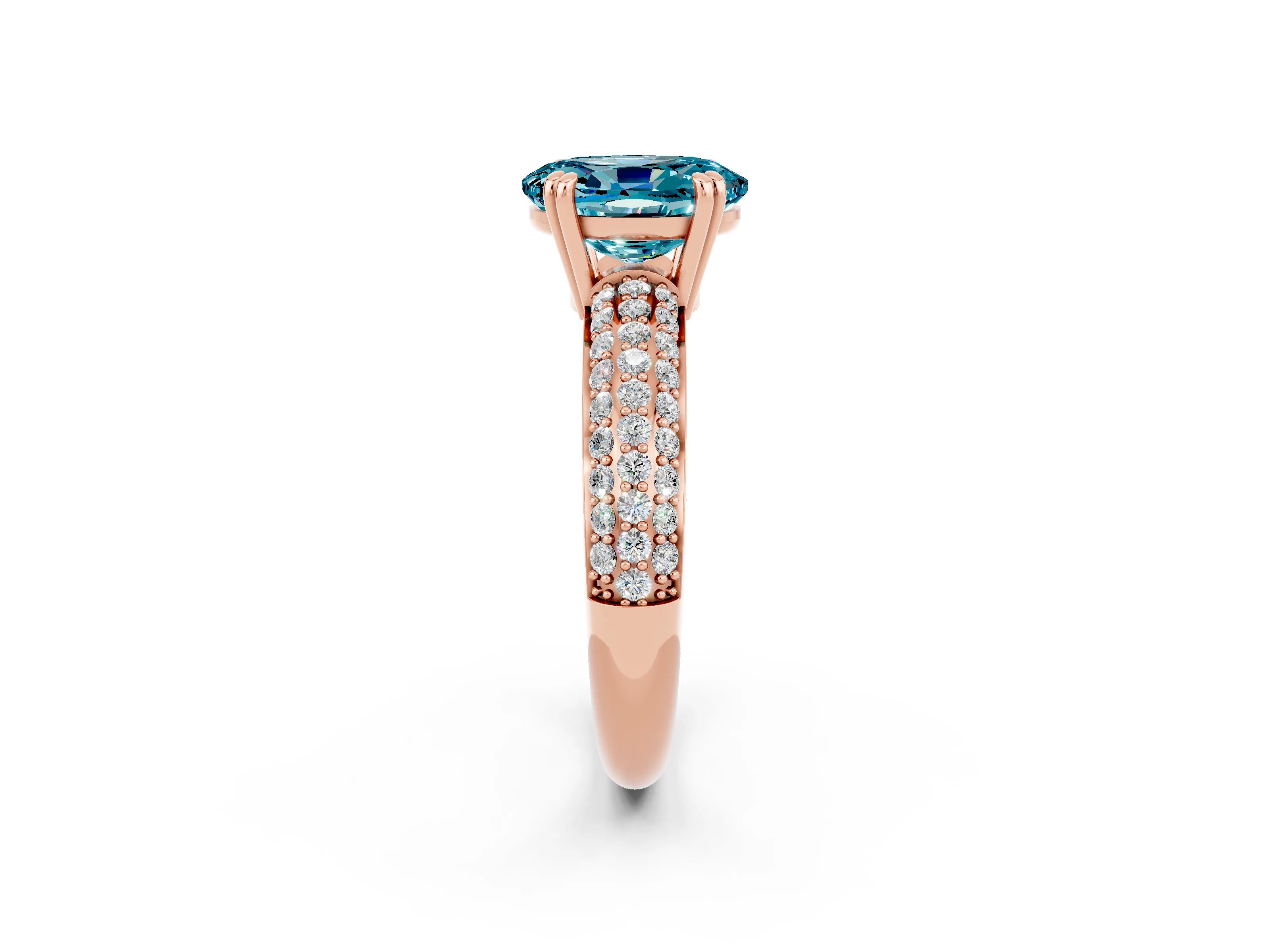 Rose gold Oval Cut Cut Diamond Milgrain Marquise Band with Prong Setting_2