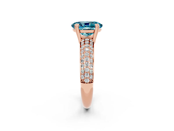 Rose gold Oval Cut Cut Diamond Milgrain Marquise Band with Prong Setting