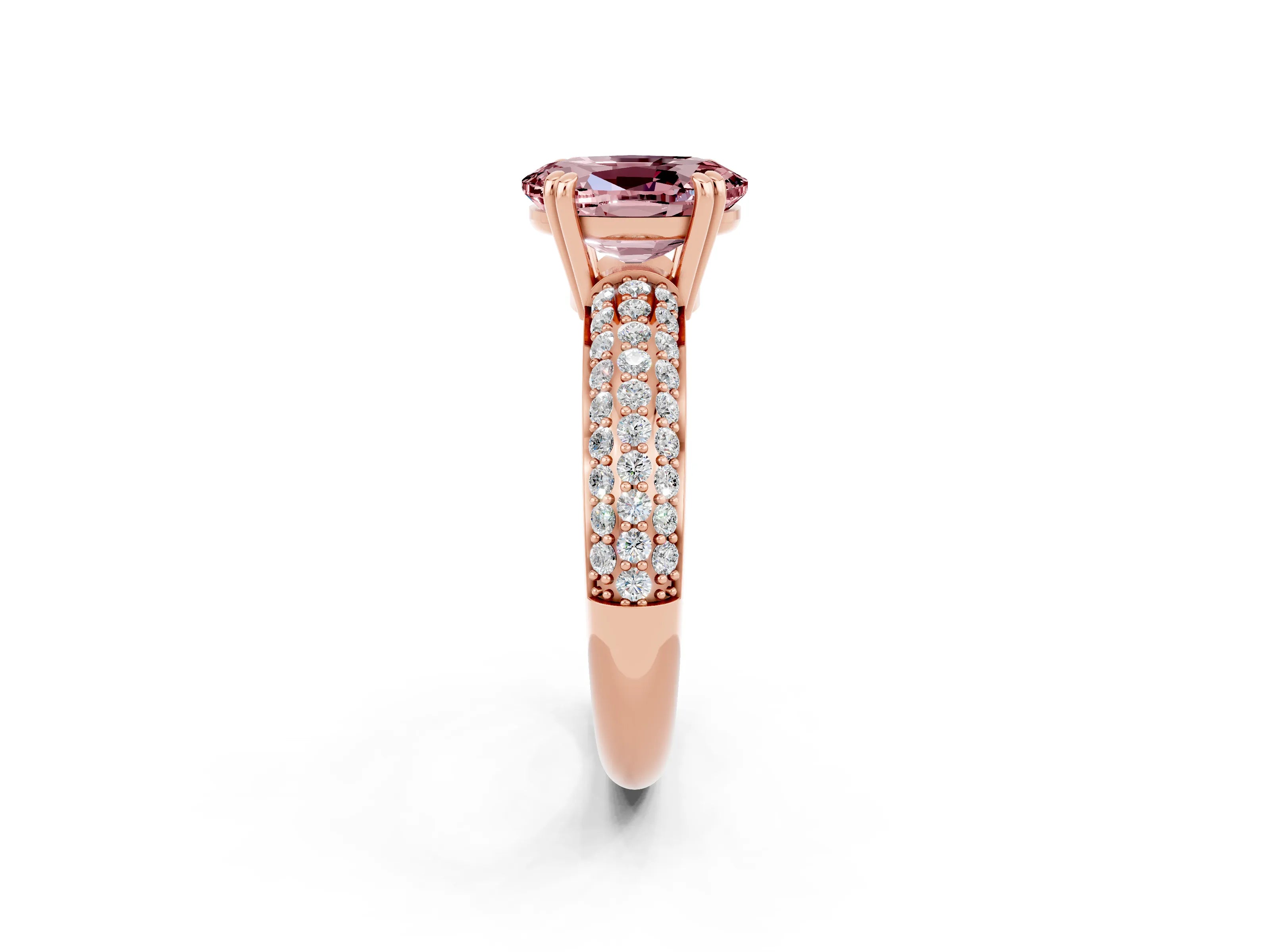 Rose gold Oval Cut Cut Diamond Milgrain Marquise Band with Prong Setting_2