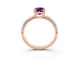 Rose gold Oval Cut Cut Diamond Milgrain Marquise Band with Prong Setting_3