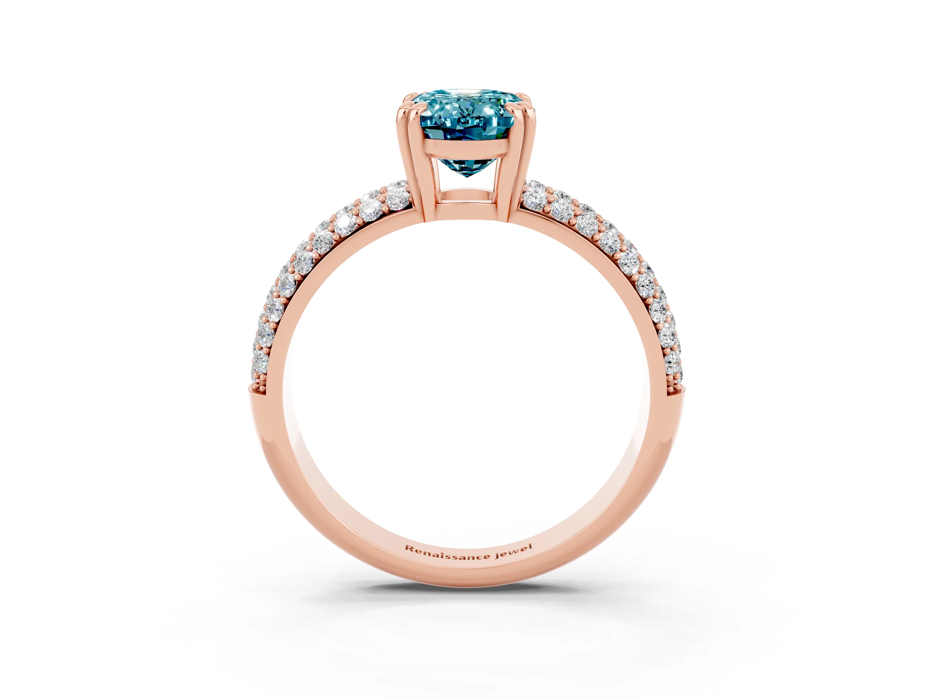 Rose gold Oval Cut Cut Diamond Milgrain Marquise Band with Prong Setting_3