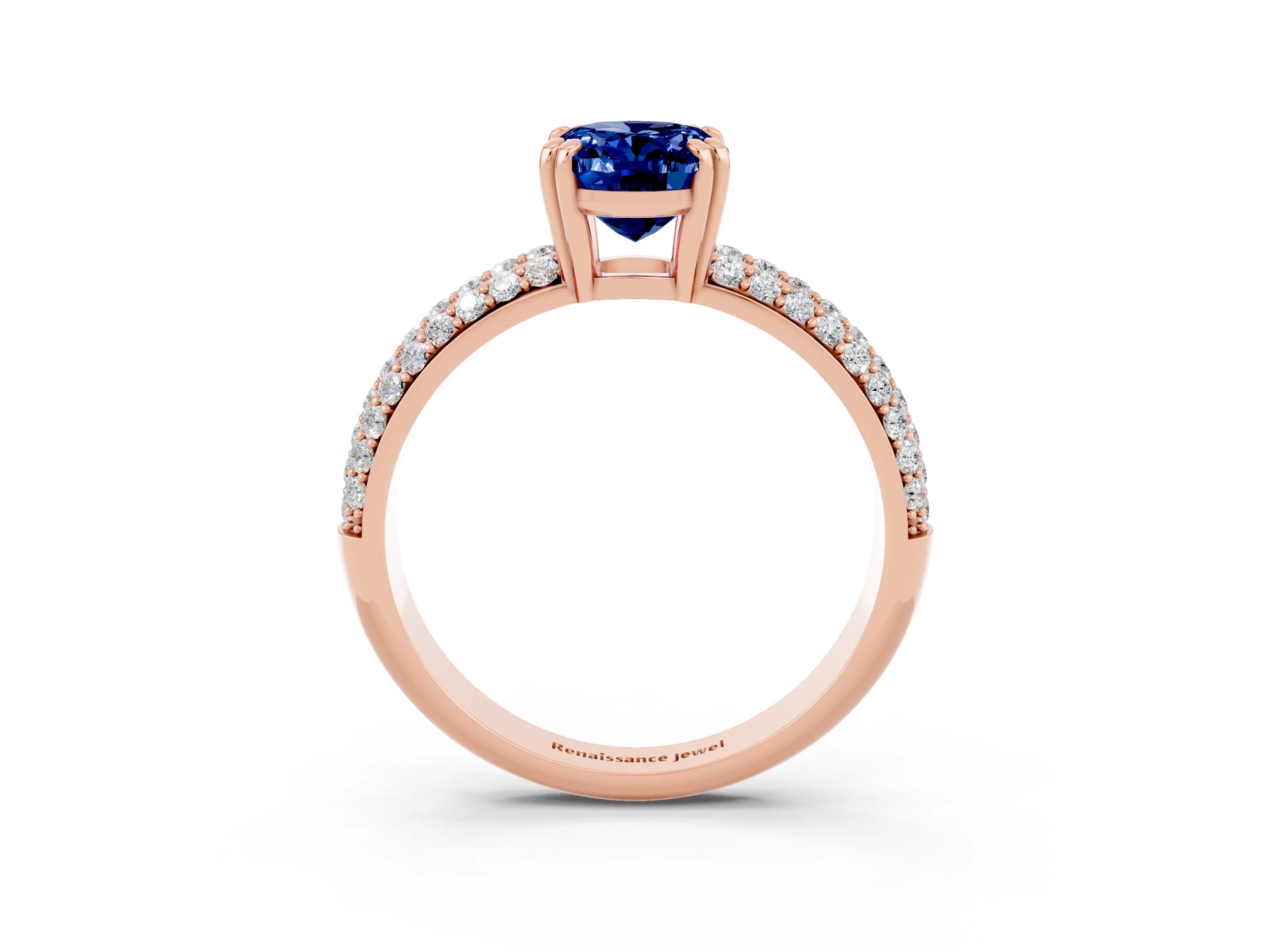Rose gold Oval Cut Cut Diamond Milgrain Marquise Band with Prong Setting_3