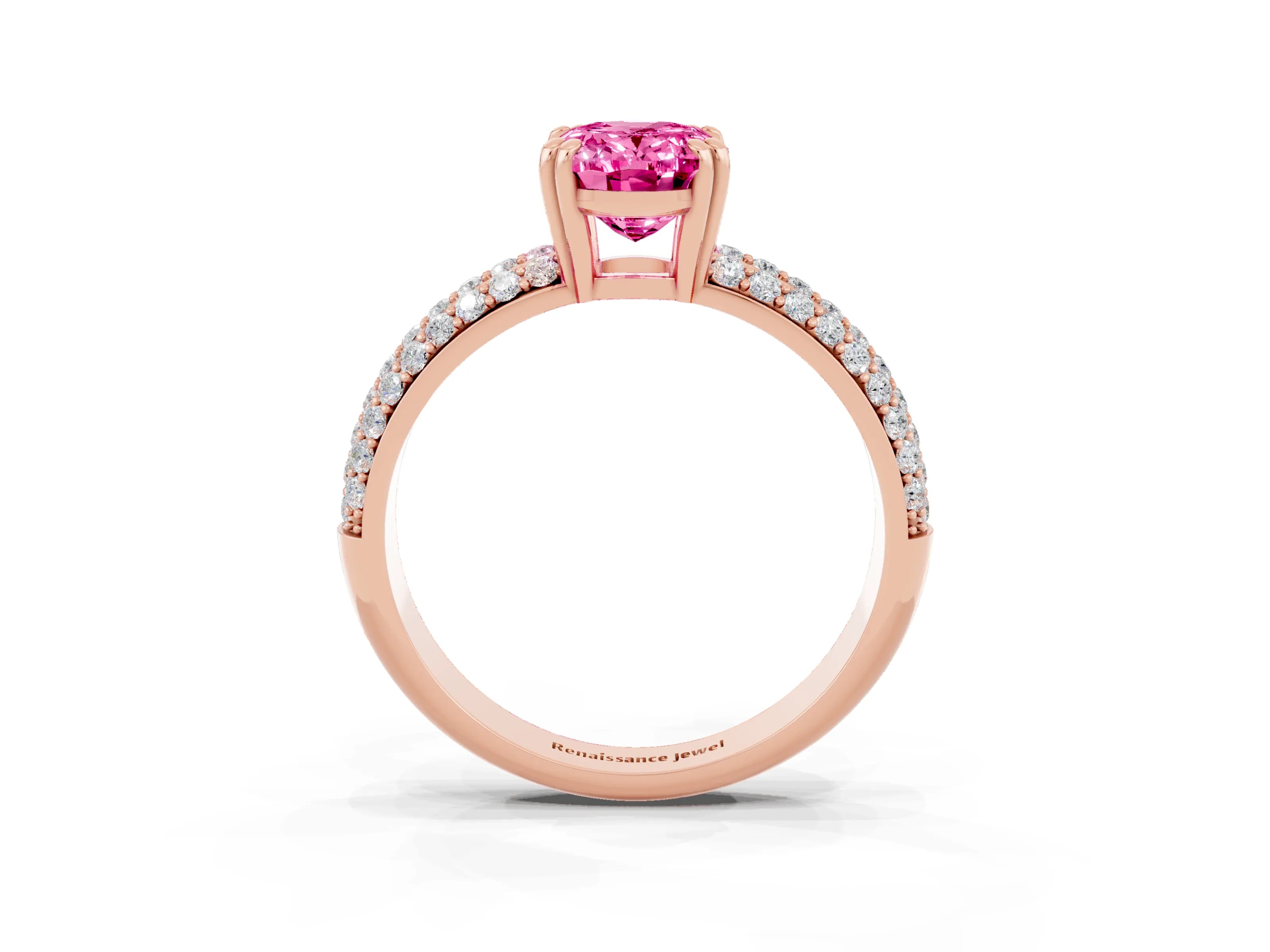 Rose gold Oval Cut Cut Diamond Milgrain Marquise Band with Prong Setting_3
