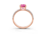 Rose gold Oval Cut Cut Diamond Milgrain Marquise Band with Prong Setting_3