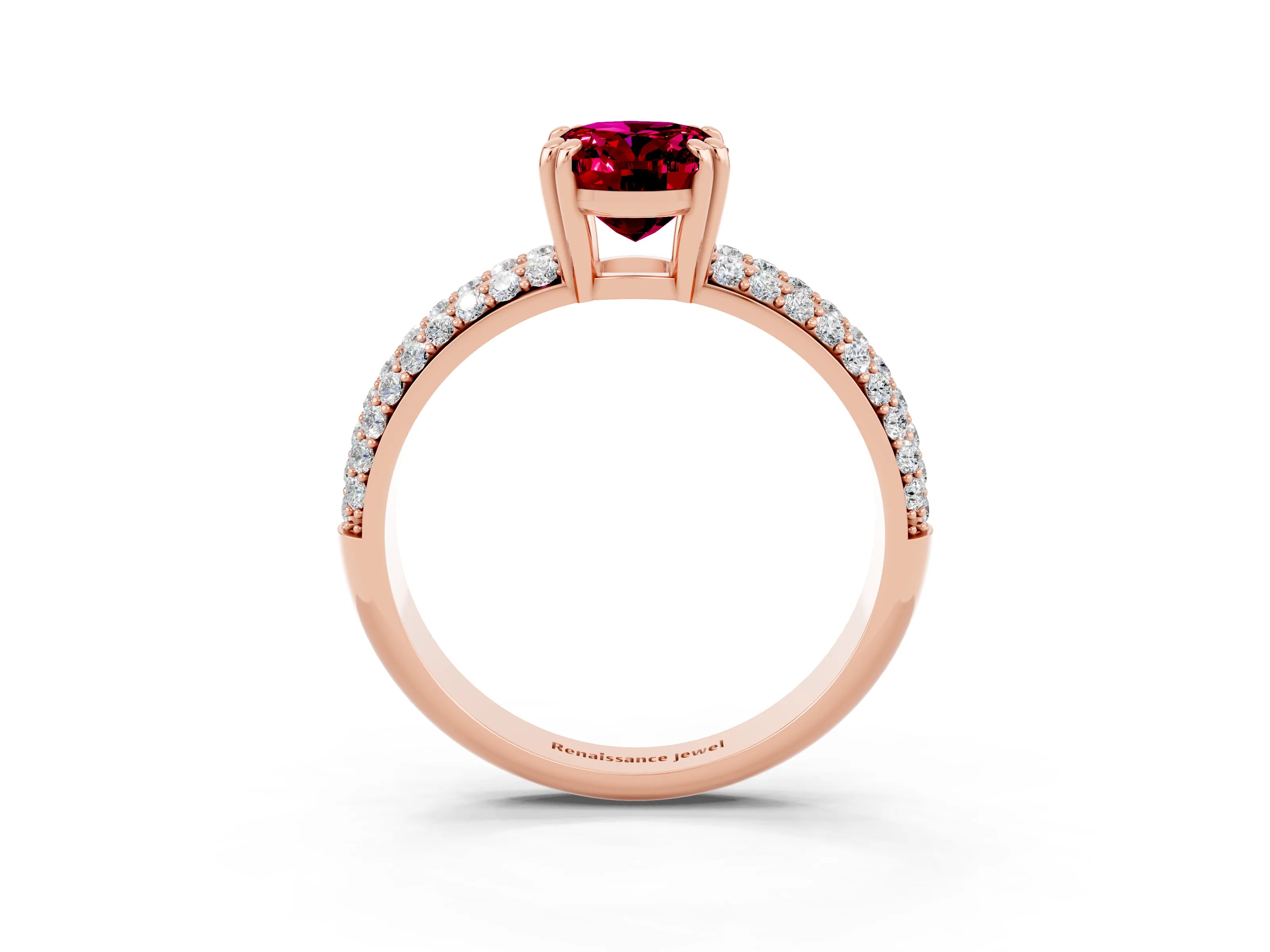 Rose gold Oval Cut Cut Diamond Milgrain Marquise Band with Prong Setting_3