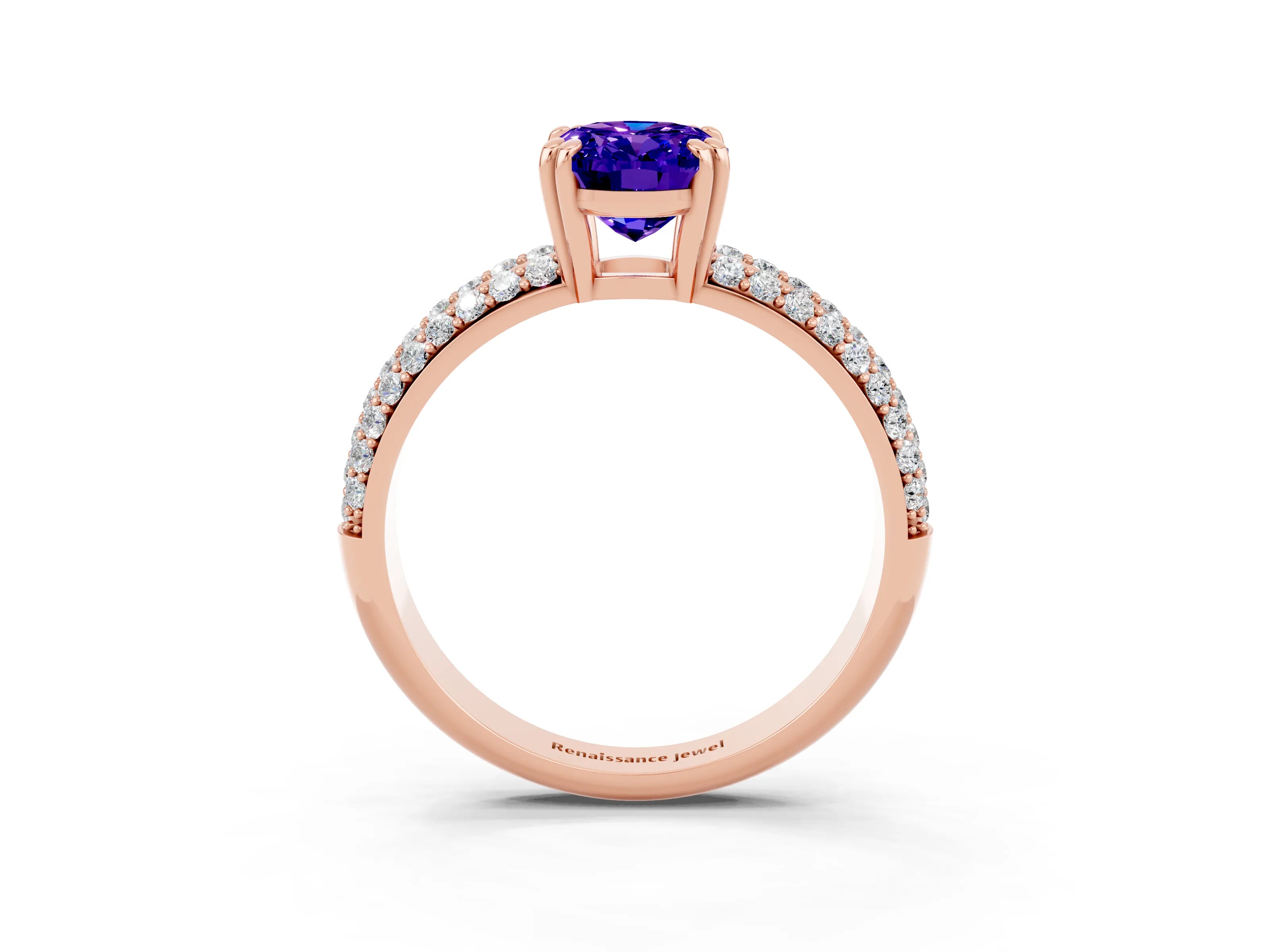 Rose gold Oval Cut Cut Diamond Milgrain Marquise Band with Prong Setting_3