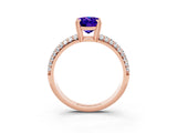 Rose gold Oval Cut Cut Diamond Milgrain Marquise Band with Prong Setting_3