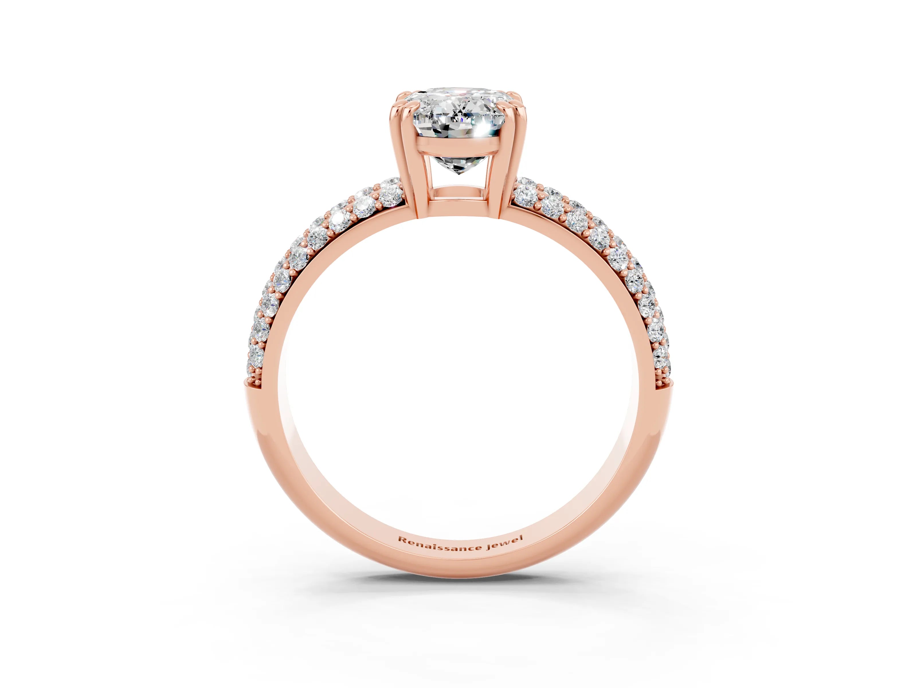 Rose gold Oval Cut Cut Diamond Milgrain Marquise Band with Prong Setting_3