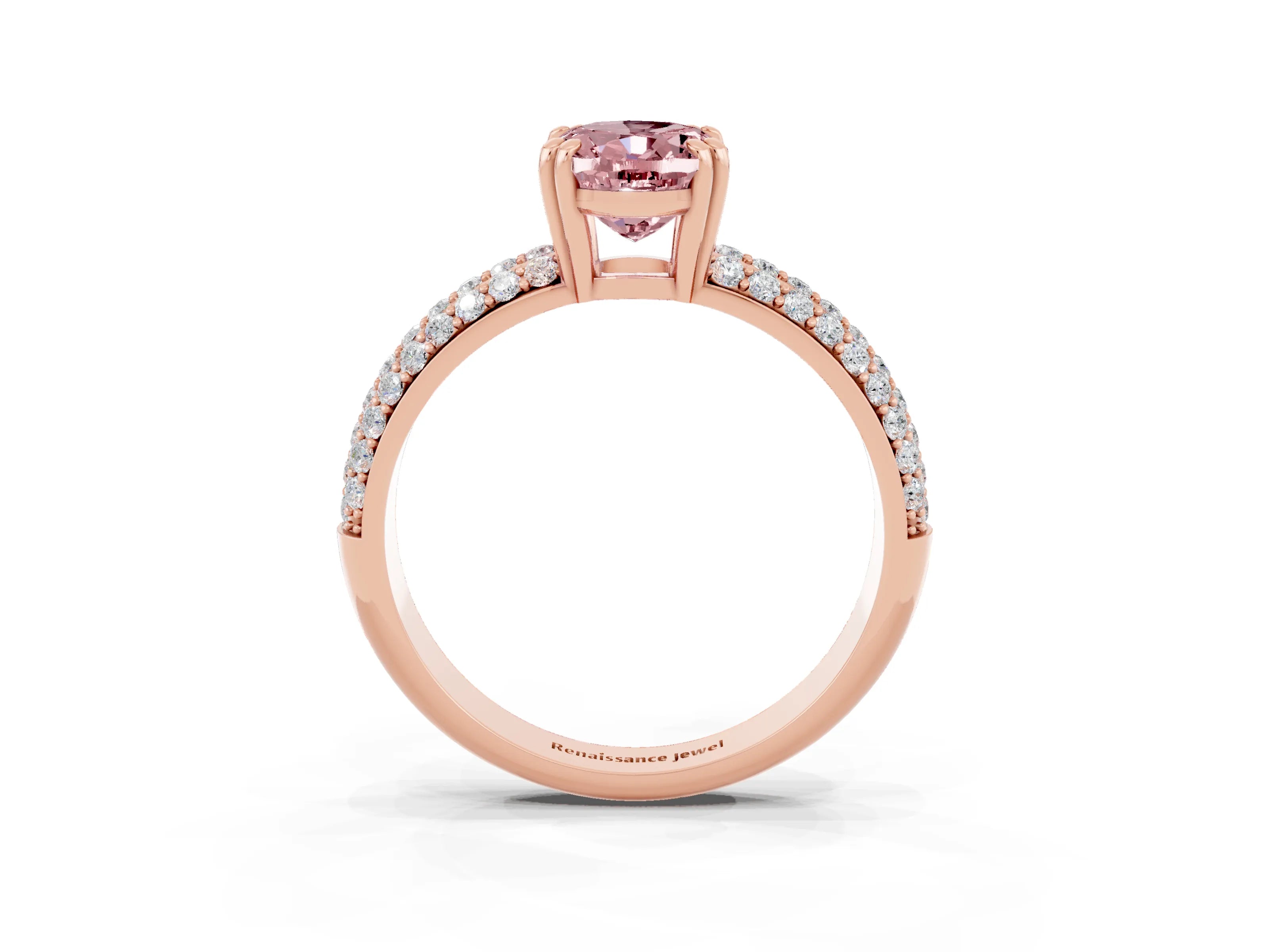 Rose gold Oval Cut Cut Diamond Milgrain Marquise Band with Prong Setting_3