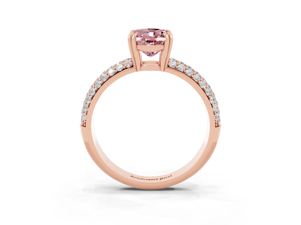 Rose gold Oval Cut Cut Diamond Milgrain Marquise Band with Prong Setting