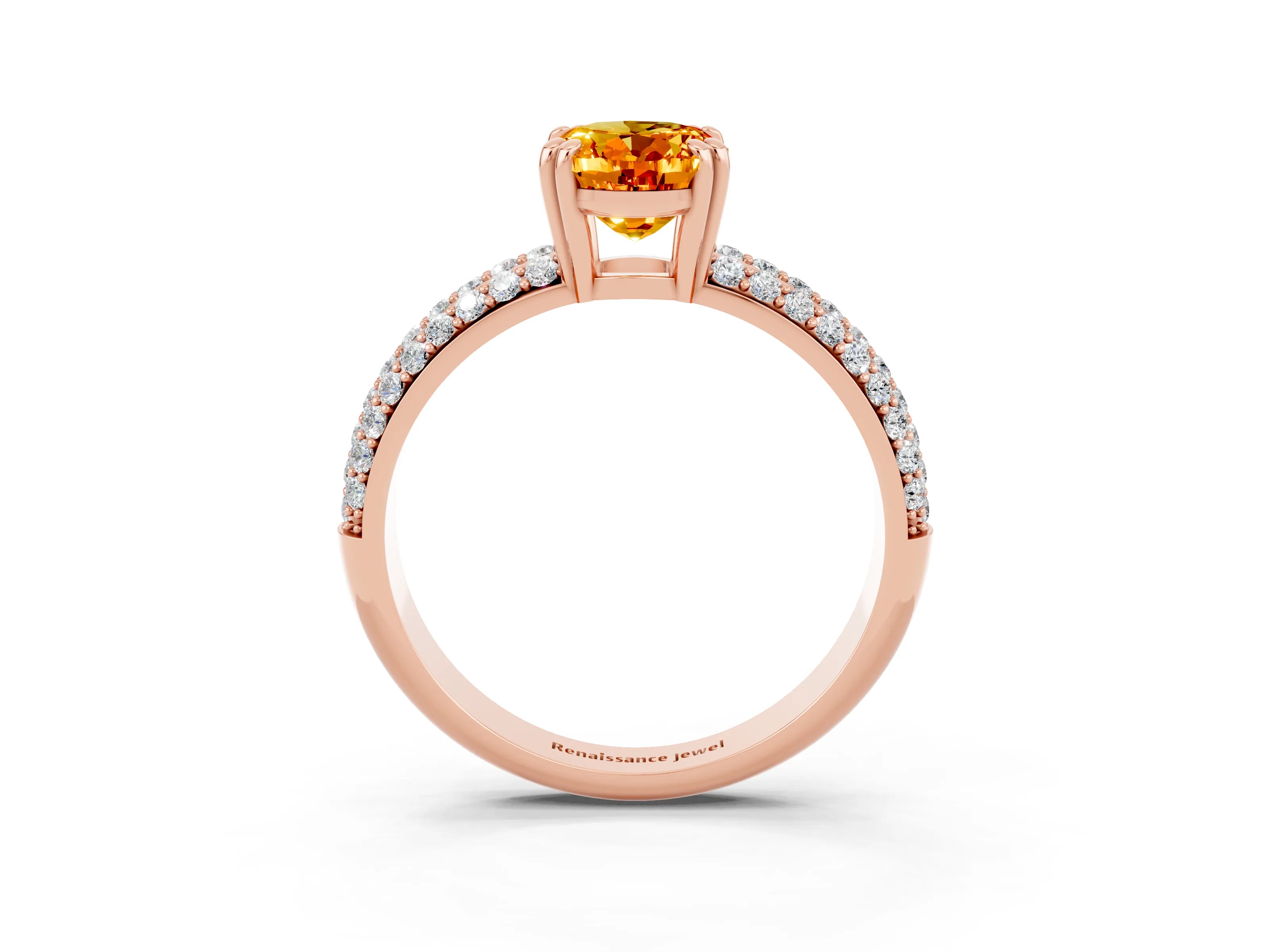 Rose gold Oval Cut Cut Diamond Milgrain Marquise Band with Prong Setting_3