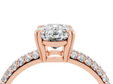 Rose gold Oval Cut Cut Diamond Milgrain Marquise Band with Prong Setting_4