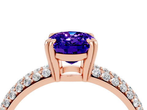 Rose gold Oval Cut Cut Diamond Milgrain Marquise Band with Prong Setting_4
