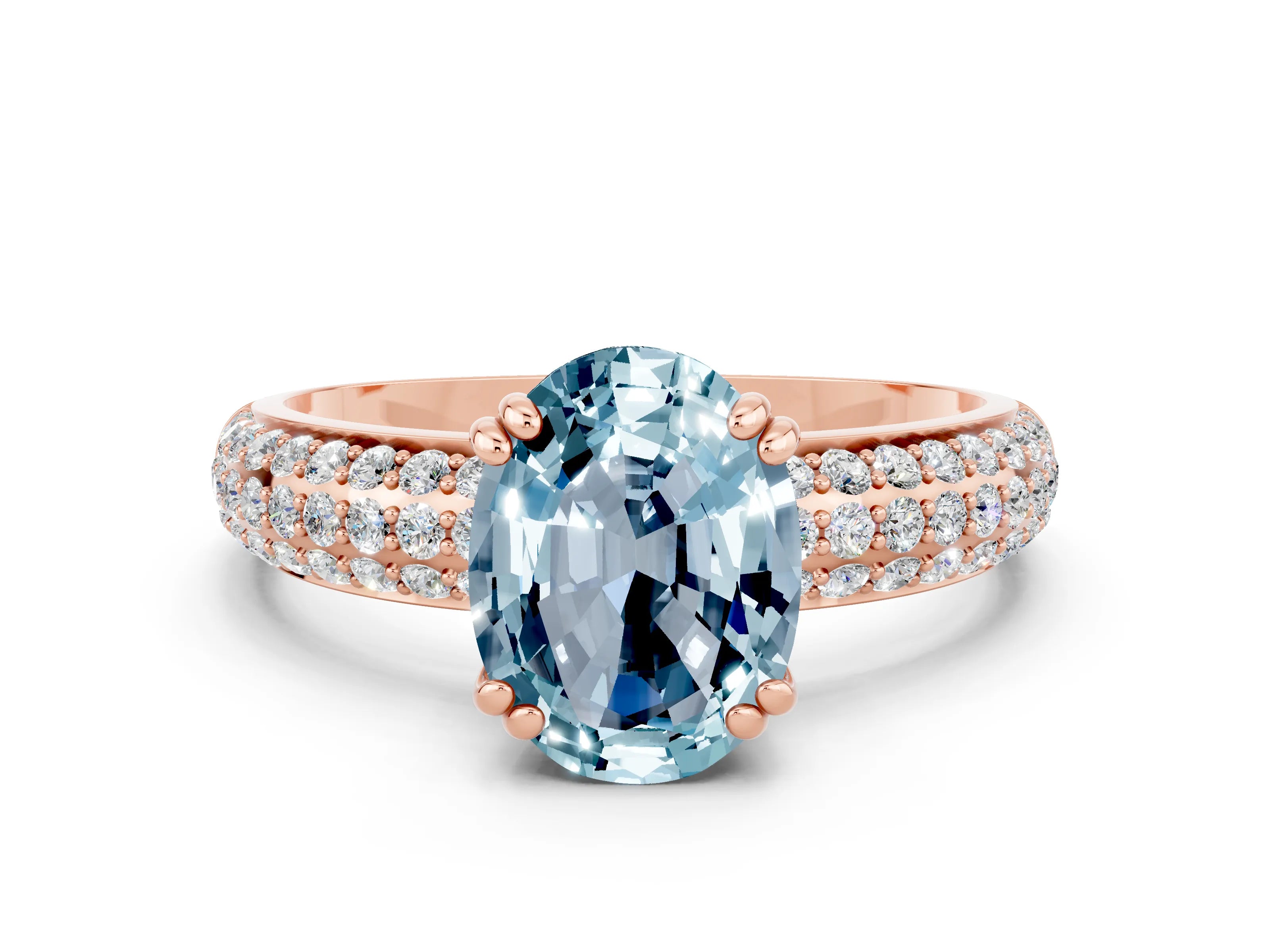 Rose gold Oval Cut Cut Diamond Milgrain Marquise Band with Prong Setting