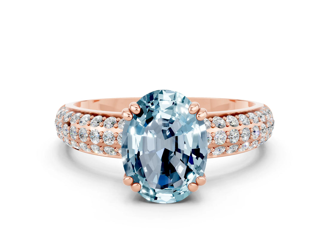 Rose gold Oval Cut Cut Diamond Milgrain Marquise Band with Prong Setting
