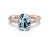 Rose gold Oval Cut Cut Diamond Milgrain Marquise Band with Prong Setting