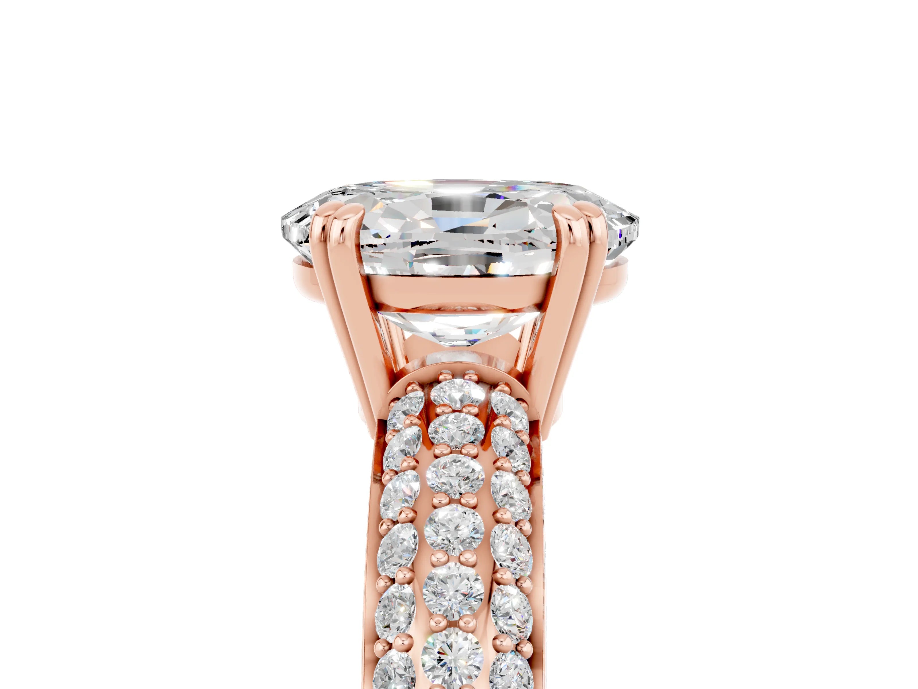 Rose gold Oval Cut Cut Diamond Milgrain Marquise Band with Prong Setting_5