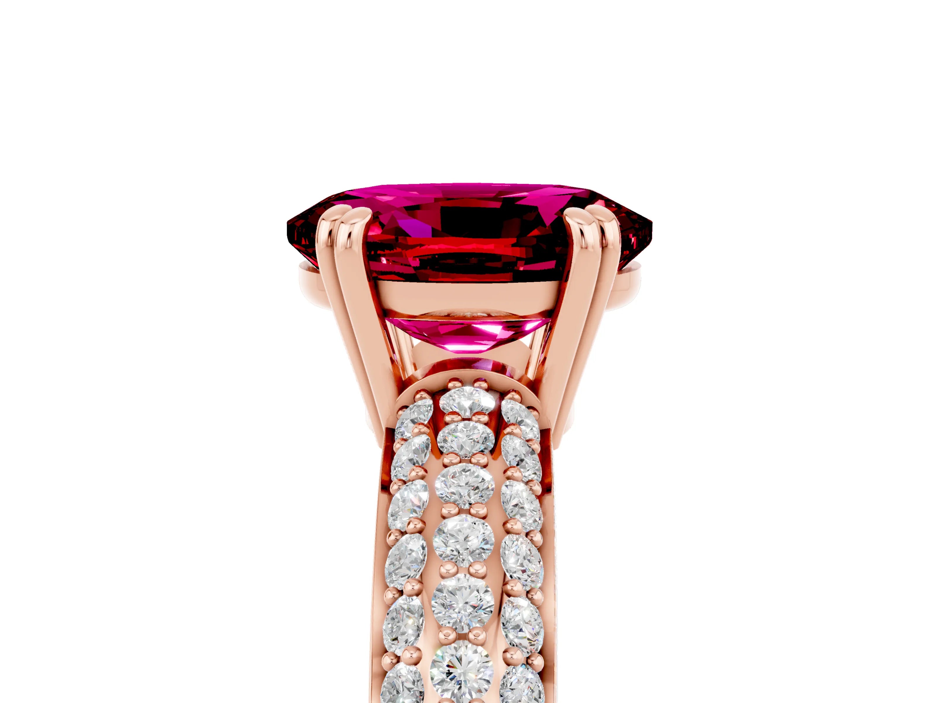 Rose gold Oval Cut Cut Diamond Milgrain Marquise Band with Prong Setting_5