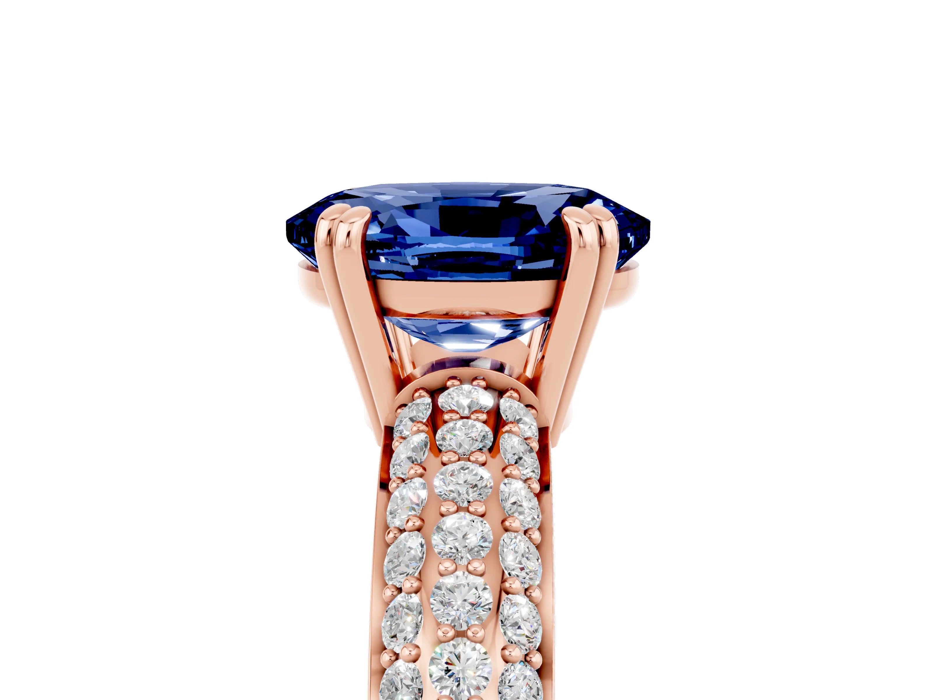Rose gold Oval Cut Cut Diamond Milgrain Marquise Band with Prong Setting_5