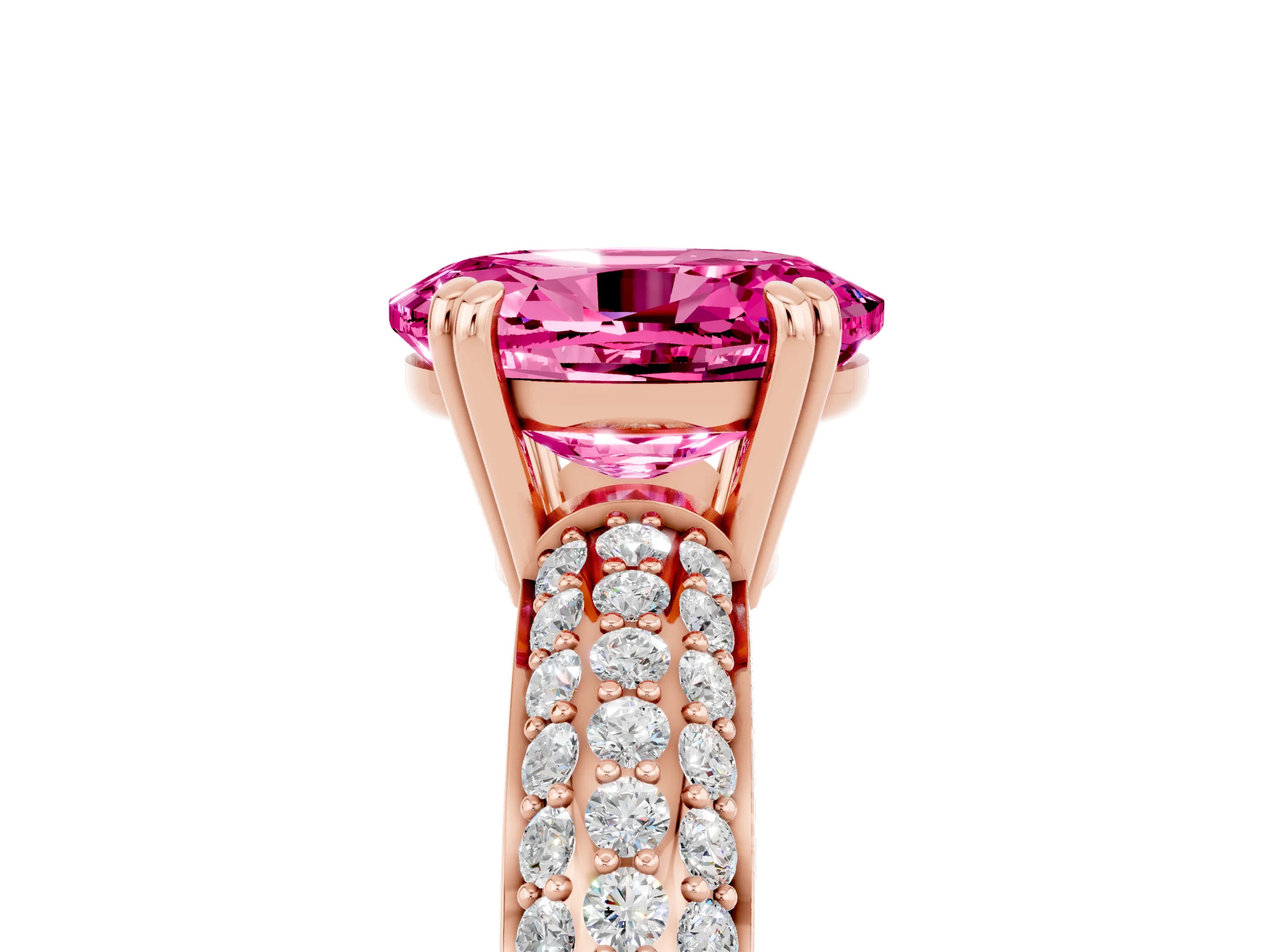 Rose gold Oval Cut Cut Diamond Milgrain Marquise Band with Prong Setting_5