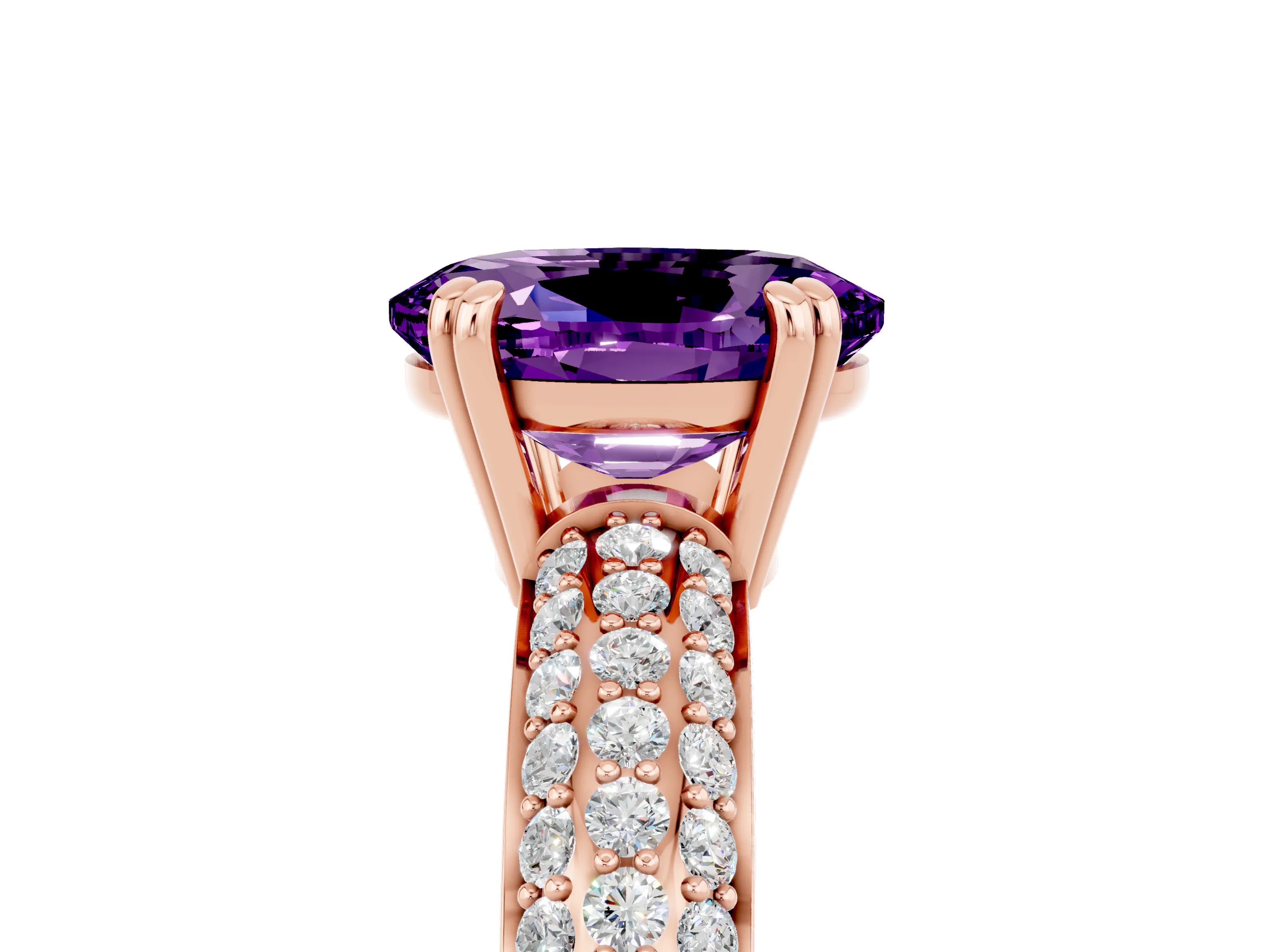 Rose gold Oval Cut Cut Diamond Milgrain Marquise Band with Prong Setting_5