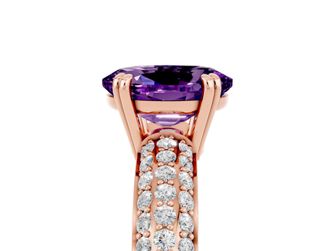 Rose gold Oval Cut Cut Diamond Milgrain Marquise Band with Prong Setting_5