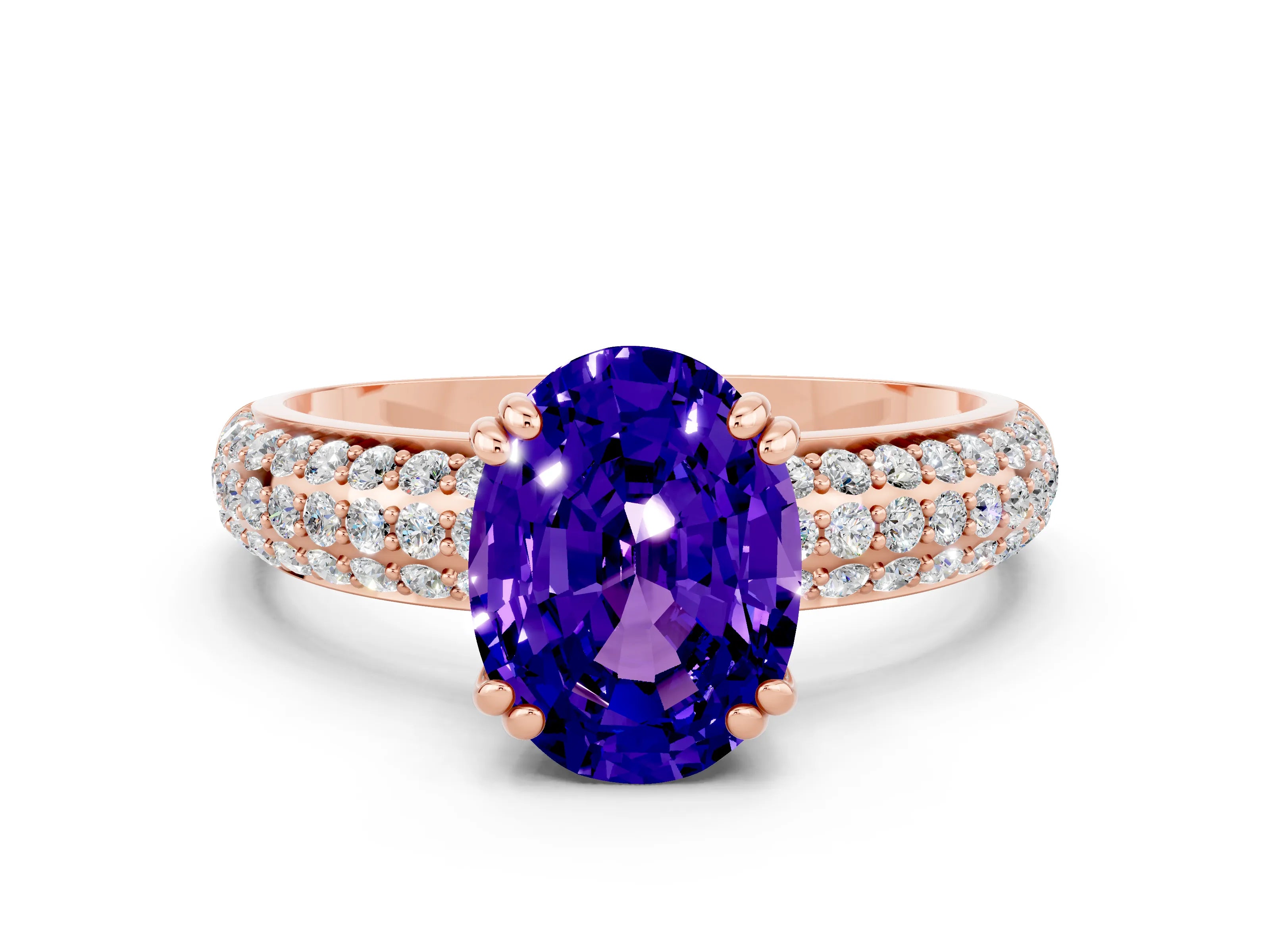 Rose gold Oval Cut Cut Diamond Milgrain Marquise Band with Prong Setting