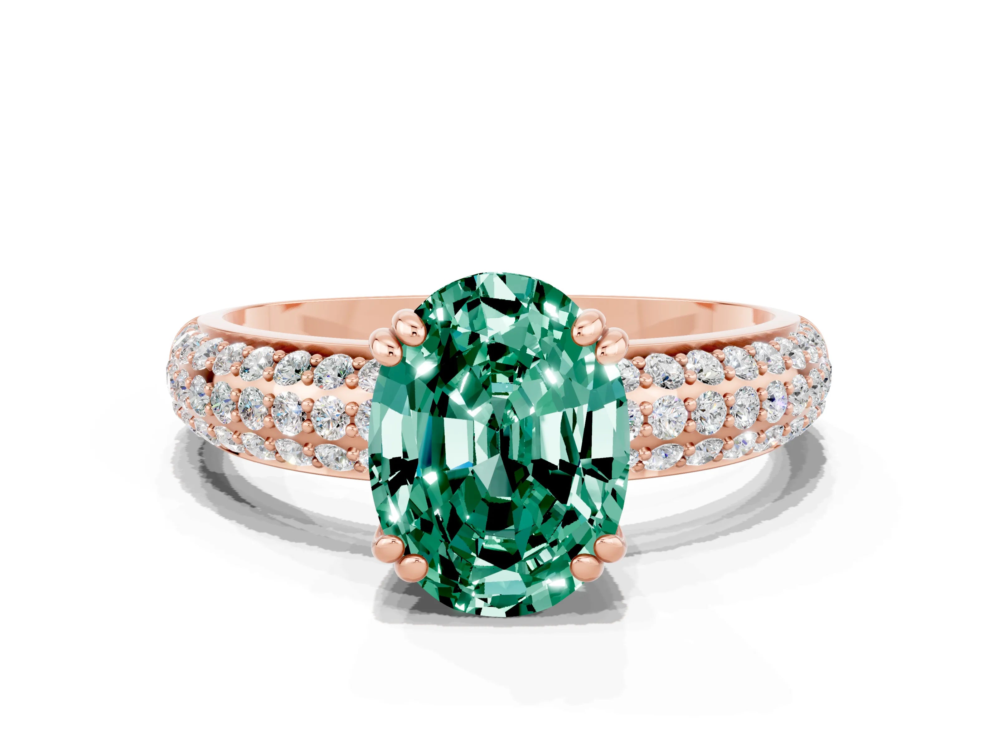Rose gold Oval Cut Cut Diamond Milgrain Marquise Band with Prong Setting