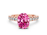 Rose gold Oval Cut Cut Diamond Pavé Band with Four-Prong Setting