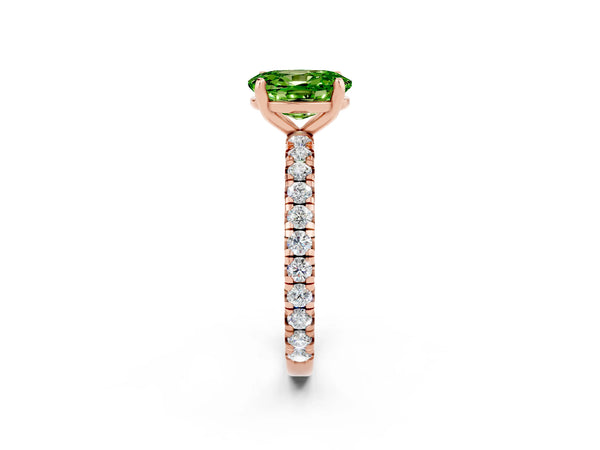 Rose gold Oval Cut Cut Diamond Pavé Band with Four-Prong Setting