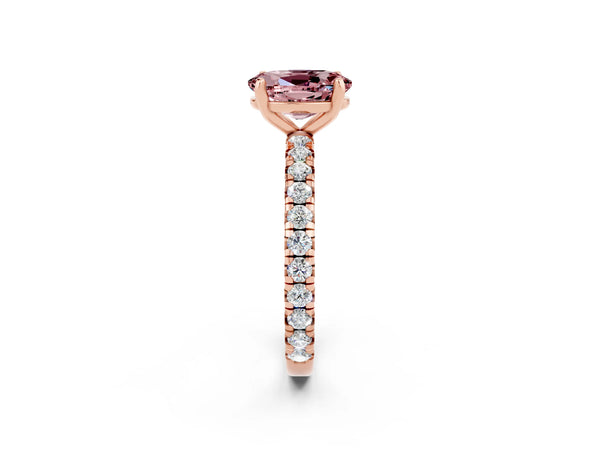 Rose gold Oval Cut Cut Diamond Pavé Band with Four-Prong Setting
