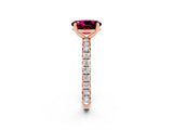 Rose gold Oval Cut Cut Diamond Pavé Band with Four-Prong Setting_2