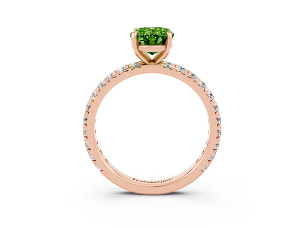 Rose gold Oval Cut Cut Diamond Pavé Band with Four-Prong Setting