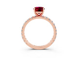 Rose gold Oval Cut Cut Diamond Pavé Band with Four-Prong Setting_3