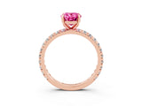 Rose gold Oval Cut Cut Diamond Pavé Band with Four-Prong Setting_3