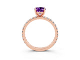 Rose gold Oval Cut Cut Diamond Pavé Band with Four-Prong Setting_3