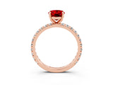 Rose gold Oval Cut Cut Diamond Pavé Band with Four-Prong Setting_3