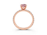 Rose gold Oval Cut Cut Diamond Pavé Band with Four-Prong Setting_3