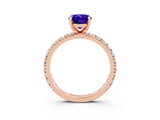 Rose gold Oval Cut Cut Diamond Pavé Band with Four-Prong Setting_3